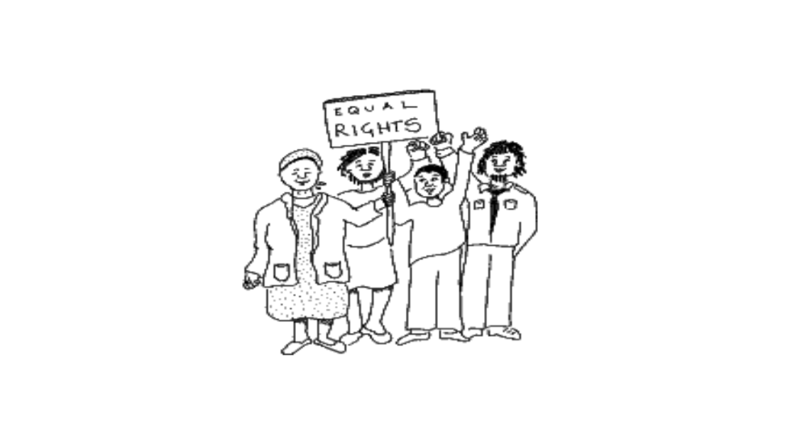Social-Model-Easy-Read Characters standing for equal rights