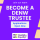 Graphic with the text: Join our team, become a DENW trustee, Applications open now, and the DENW logo in purple branded colours.